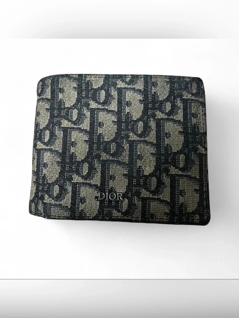 Men's Beige and Black Dior Oblique Jacquard Bifold Wallet.